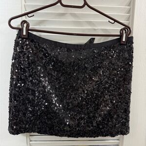 London Jean sequin black bedazzled mini skirt size 6